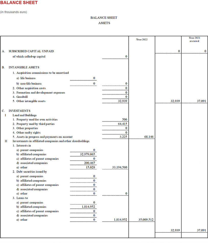 Parent company’s balance sheet and income statement (15)